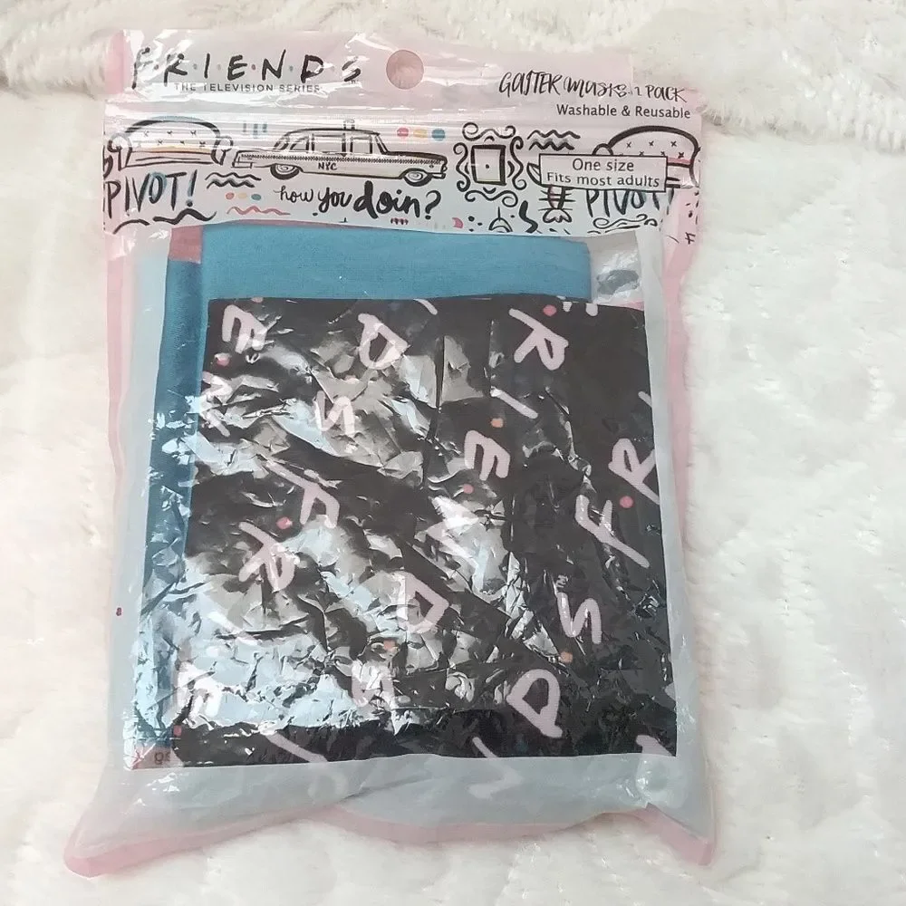 Friends Adult Gaiter Mask 2 Pack Friends TV Series Logo & Solid Blue New OOS